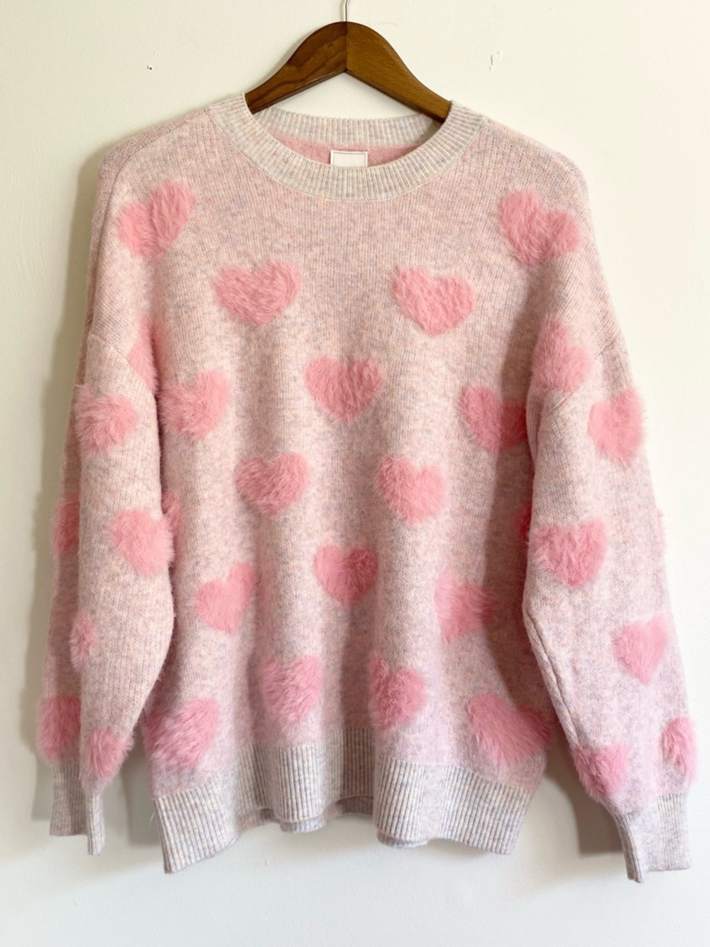 NWT Zac & Rachel Pink Heart Sweater Medium